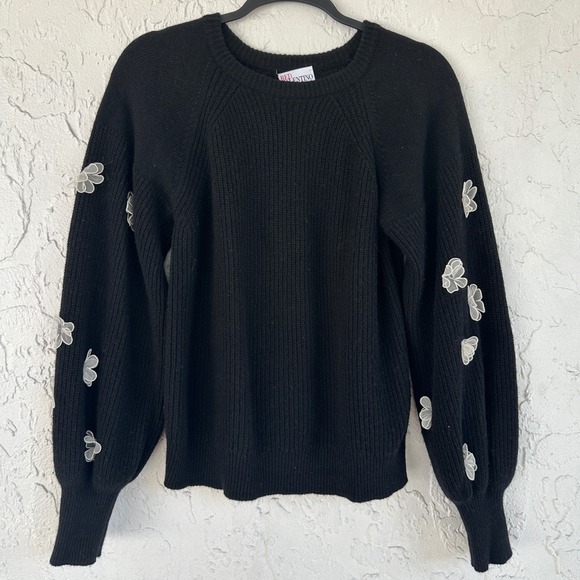 RED Valentino Sweaters - RED Valentino Wool Cashmere Silk Floral Applique Balloon Sleeve Sweater Women S